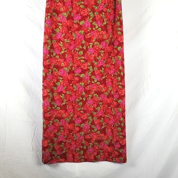 Vintage 90s Rose Floral Midi Dress - Picture 3 of 7